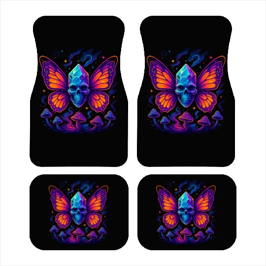 Crystal Skull & Neon Wings – Vapor Fantasy Car Mats