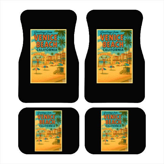 Venice Beach Vintage Postcard Car Mats