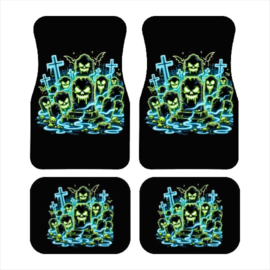 Neon Tomb Uprising – Glowing Graveyard Ghouls Car Mats