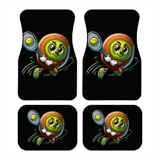 Kiwi Tennis Star – Furry Fruit Champion on Court Car Mats