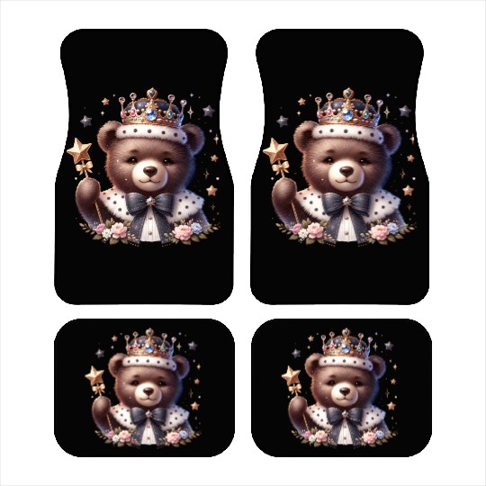 Royal Teddy Bear Magic – Crowned Cutie with Sparkl Car Mats