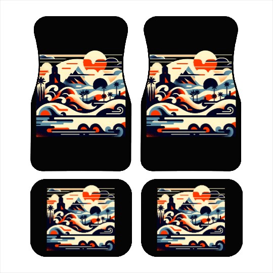 Tropical Waves & Mountains Art Car Mats