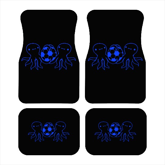 2 octopus team friends playing soccer ball sport Car Mats