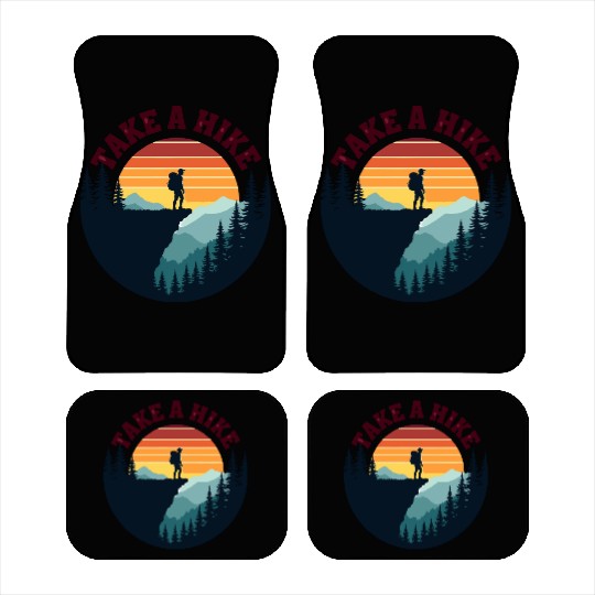 Take A Hike - Vintage Sunset Mountain Silhouette Car Mats