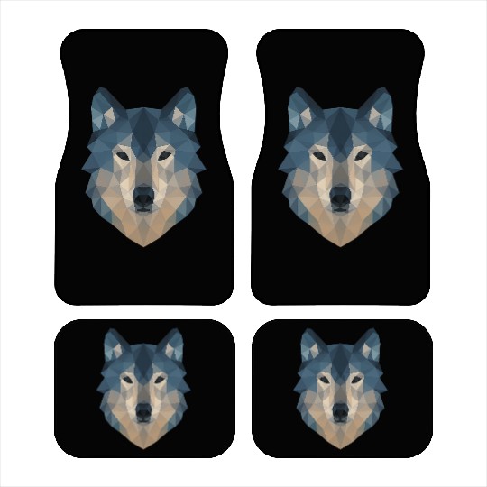 Geometric Wolf Face – Bold Abstract Wild Animal Ar Car Mats