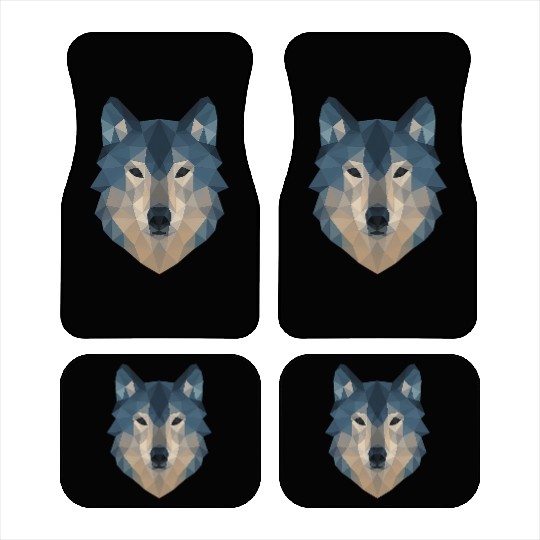 Geometric Wolf Face – Bold Abstract Wild Animal Ar Car Mats