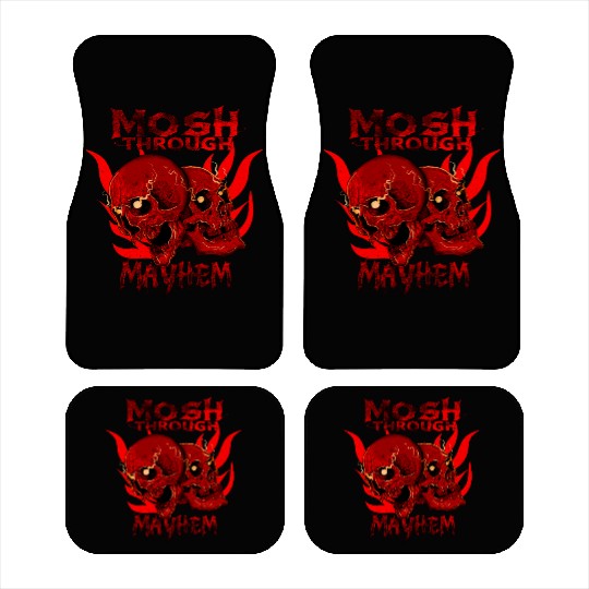 Mosh Through Mayhem Skull Design Car Mats