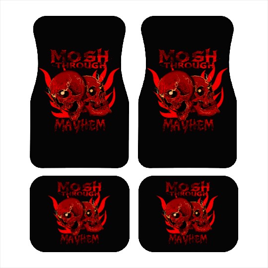 Mosh Through Mayhem Skull Design Car Mats