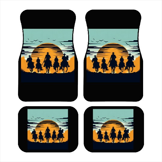 Western Cowboys Under Sunset Sky Car Mats