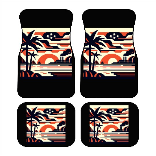 Twilight Palm & Factory Scene Car Mats