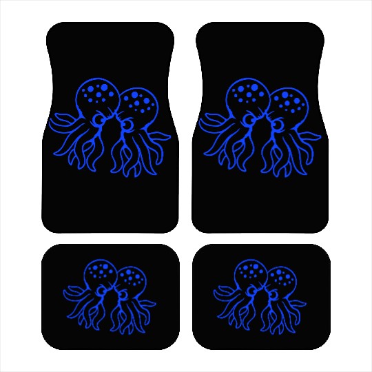 2 Octopus friends Two fighting enemies Rivals Team Car Mats