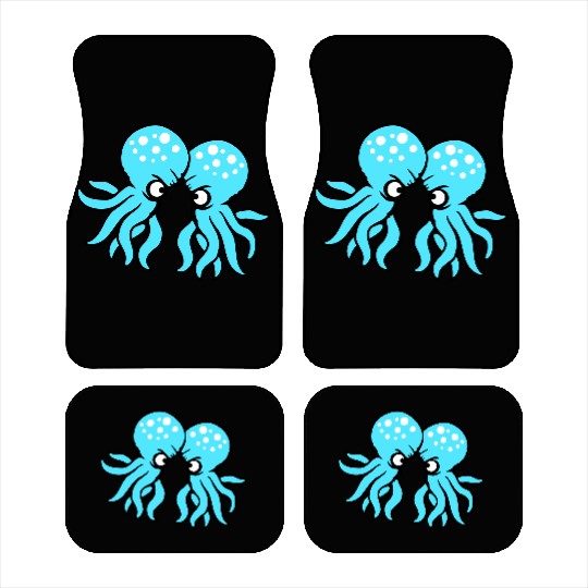 2 Octopus friends Two fighting enemies Rivals Team Car Mats