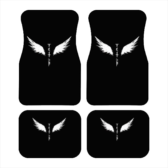 White Angel Wings Symbol with Futuristic Tribal Car Mats