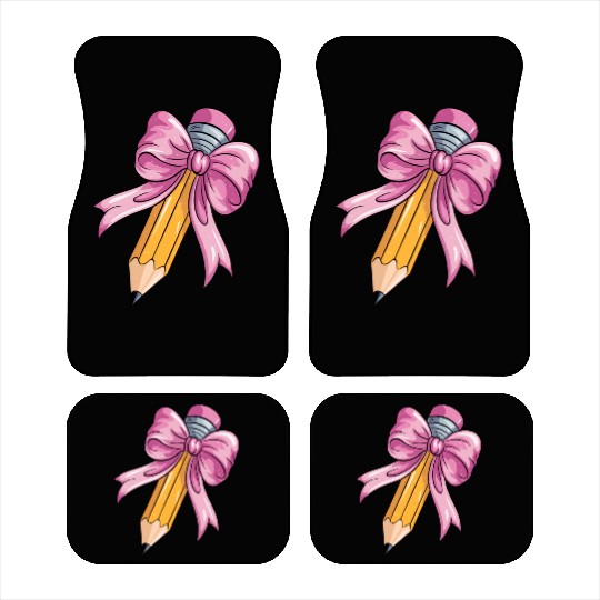 Teacher Coquette Bow Pencil Bow Car Mats