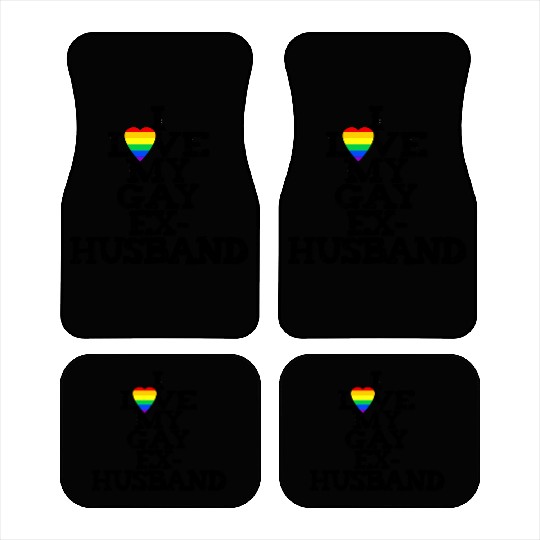 Rainbow Heart I Love My Gay Ex-Husband LGBTQ+ Ally Car Mats