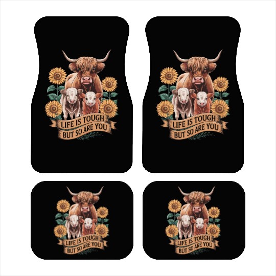 Highland Cow LIFE IS TOUGH Car Mats