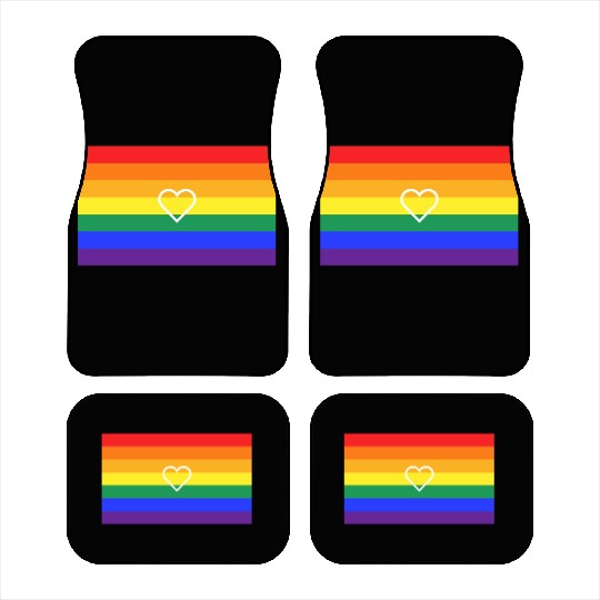 Rainbow Heart Pride Flag Car Mats