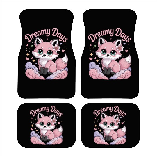 Dreamy Days – Cute Kawaii Pink Fox Car Mats