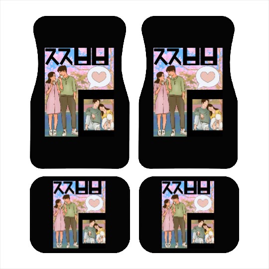 “Japanese Coffee Date Under Sakura Trees” Car Mats