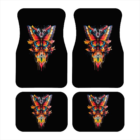 Fire Drip Butterfly – Psychedelic Tattoo Car Mats