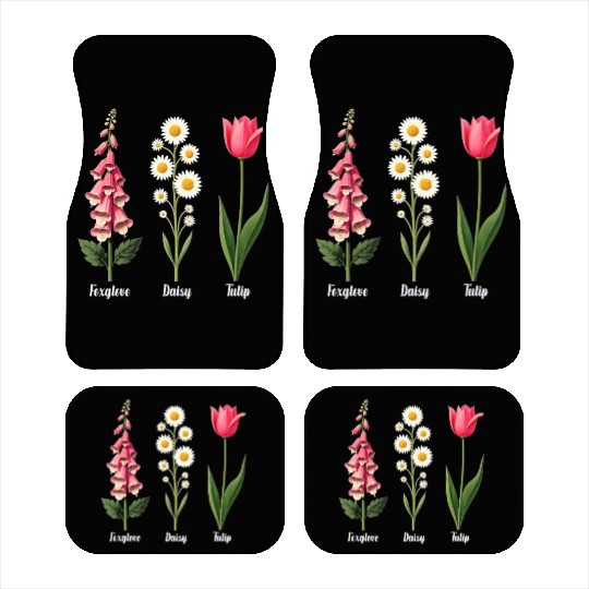 Foxglove Daisy Tulip Vintage Botanical Flowers Car Mats