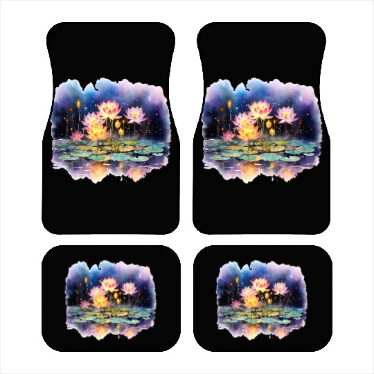 Retro Zen Lotus Firefly Night Car Mats