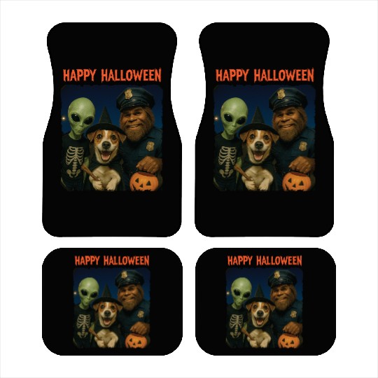 Bigfoot Alien Jack Russell Funny Halloween Trick Car Mats