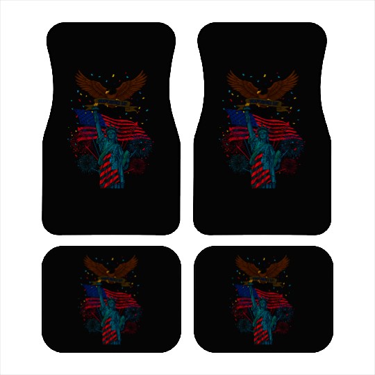US flag with eagle and statue of liberty Car Mats