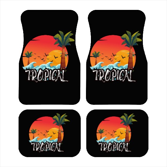 Vibrant Tropical Sunset Scene Car Mats