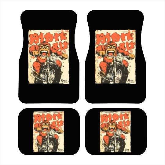 Monkey Mayhem – Vintage Ape on a Motorcycle Car Mats
