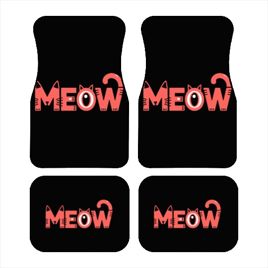 Playful Meow Cat Typography for Cat Lovers Car Mats