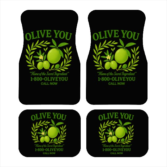 Olive You Cute Vintage Pun Graphic Car Mats