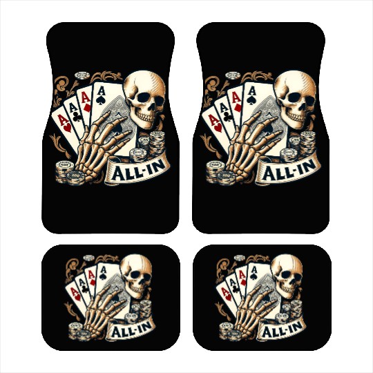 Casino Cards Gambling Skeleton Hand Gothic Car Mats