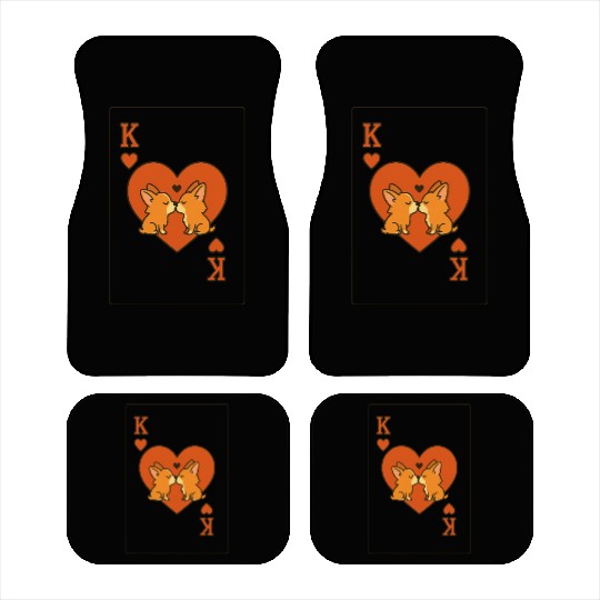 Du Du Corgi King of Hearts – Cute Poker Card Car Mats