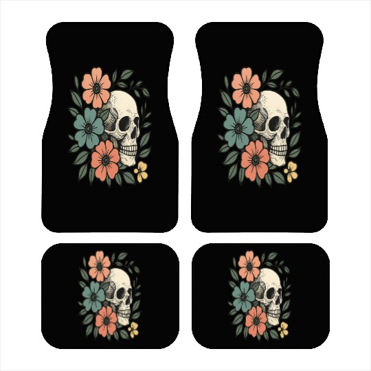 Floral Skull Bloom Car Mats