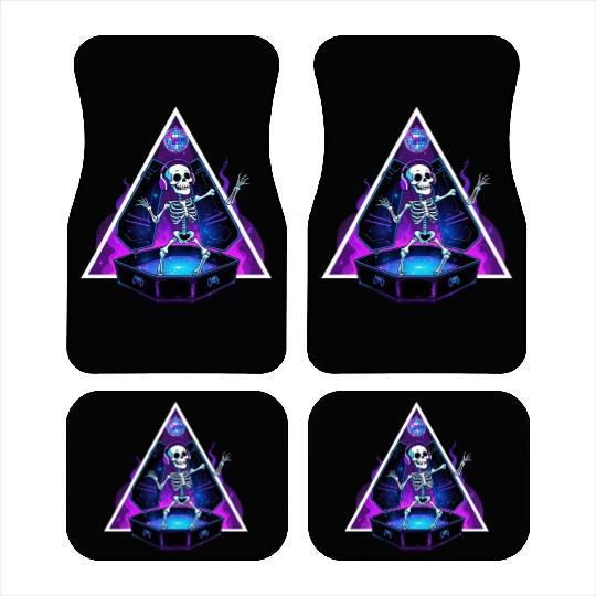 Neon Dancing Skeleton in Coffin Car Mats