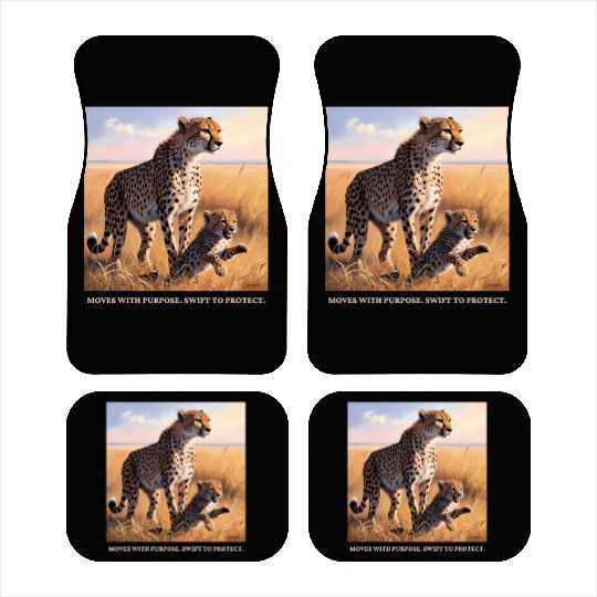 Mama Cheetah and Cub Car Mats