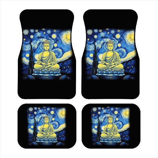 Starry Night Buddha Zen Art Inspired by Van Gogh Car Mats