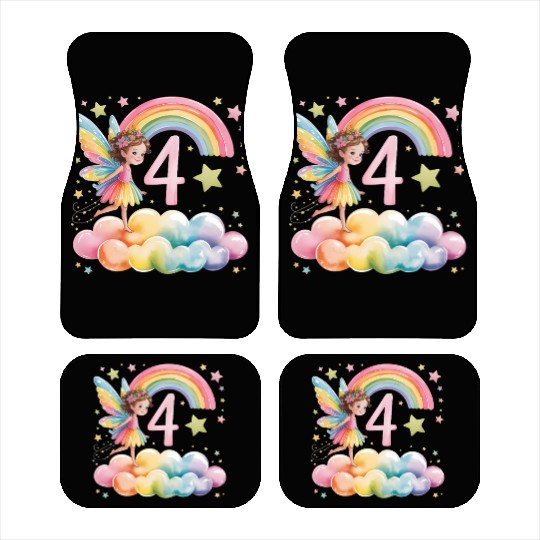 Magical Rainbow Fairy Elf 4th Birthday Girl Car Mats