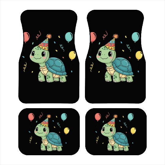 Turtle Wearing a Party Hat Car Mats