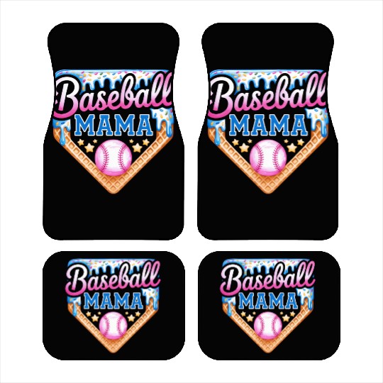 Baseball Mama Ice Cream Cone Sprinkles Sports Mom Car Mats