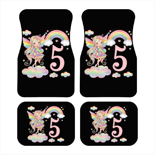 Magical Rainbow Fairy Elf 5th Birthday Girl Car Mats