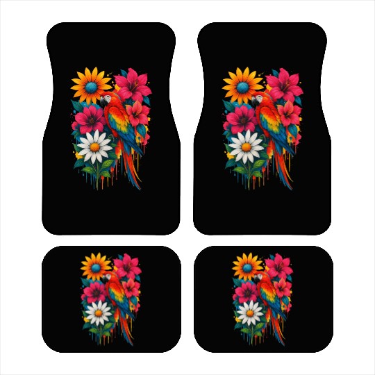 Tropical LOVE & Floral Feathers Car Mats