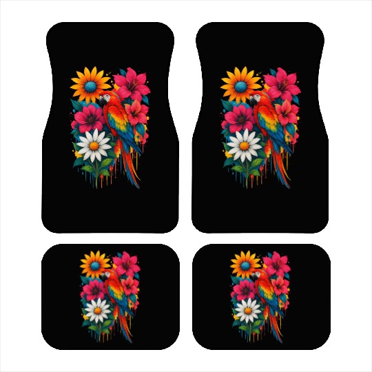 Tropical LOVE & Floral Feathers Car Mats