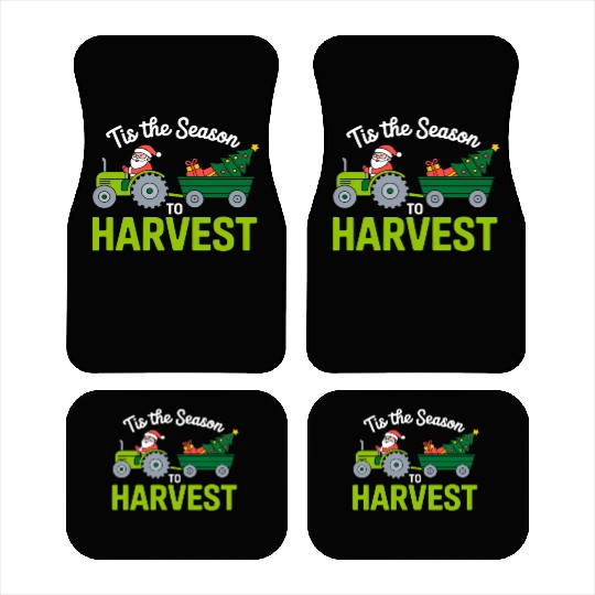 Tis The Season To Harvest Farm Tractor Christmas Car Mats