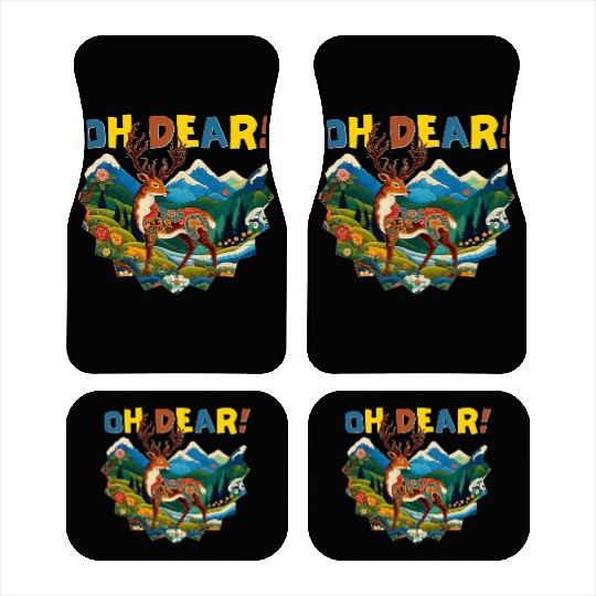 Oh-Dear-Wanderlust-Deer-in-Jungle-Tibetan-Folk-Art Car Mats