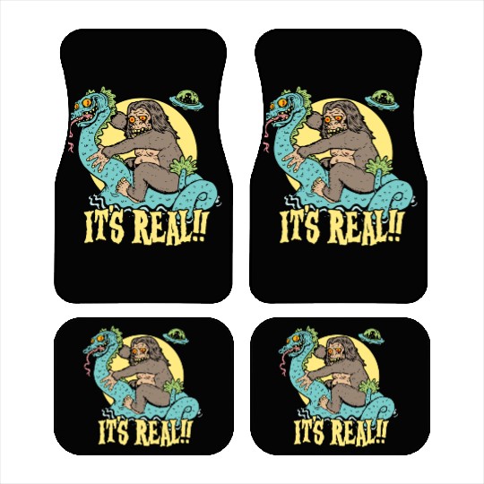 Bigfoot Rides Nessie UFO Cryptid Monster Mayhem Car Mats