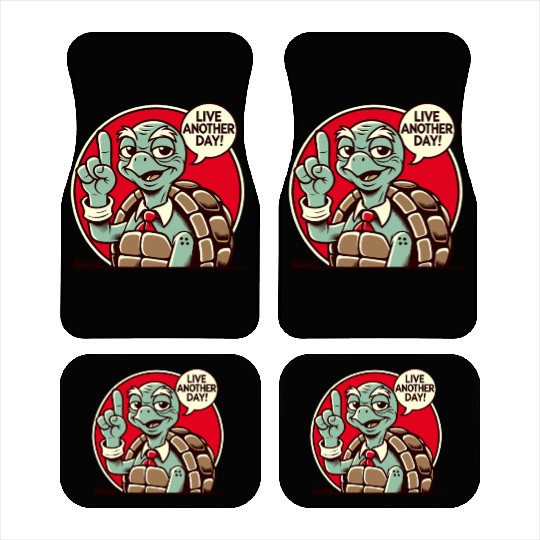 Wise Turtle with Tie Says Live Another Day Car Mats