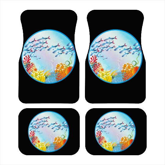 School of colorful fish in a coral reef Car Mats