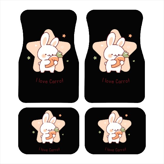 I Love Carrot – Cute Bunny with Carrot Car Mats